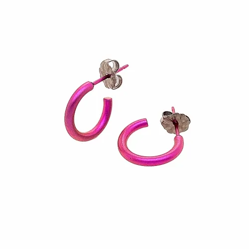 Small Round Pink Hoop Earrings